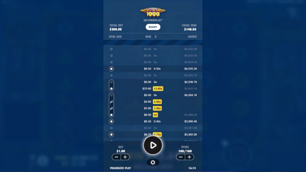 a screenshot of Pragmatic Play's new 'HyperPlay' feature from Roshtein's stream